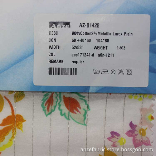 New arrival printed cotton dobby lurex fabric